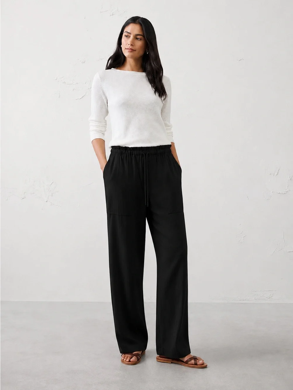 NWT! BANANA REPUBLIC STRAIGHT MID-RISE LINEN-BLEND PULL-ON PANT 🩷